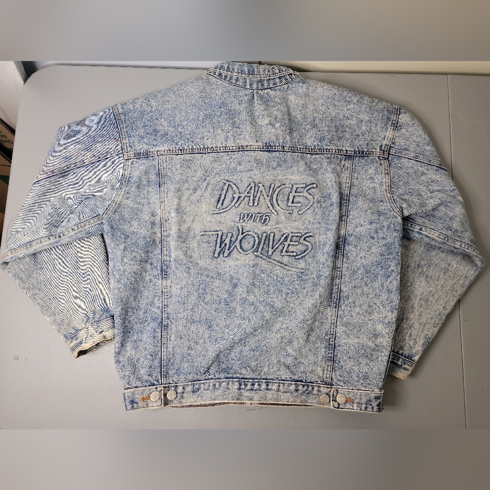 1990s Promo Dances With Wolves Denim Jean Jacket SZ Large Acid Wash